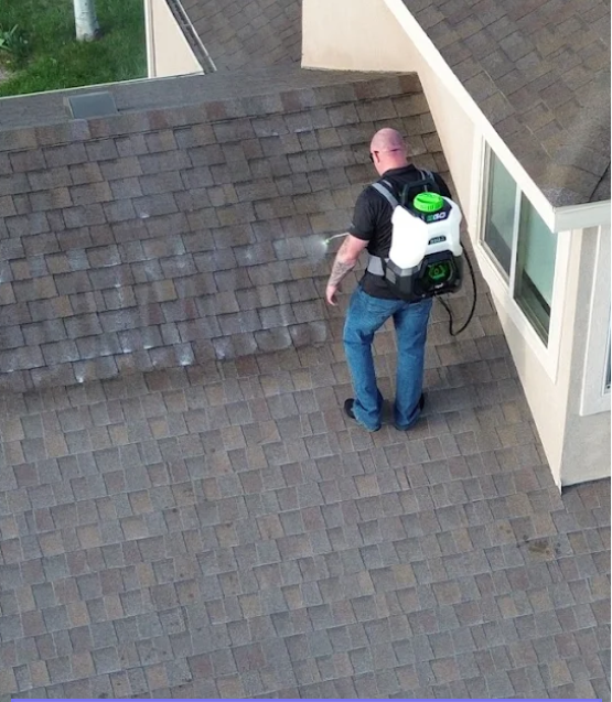 WeatherB applying nanosilica shingle treatment to asphalt shingles in Northern Utah